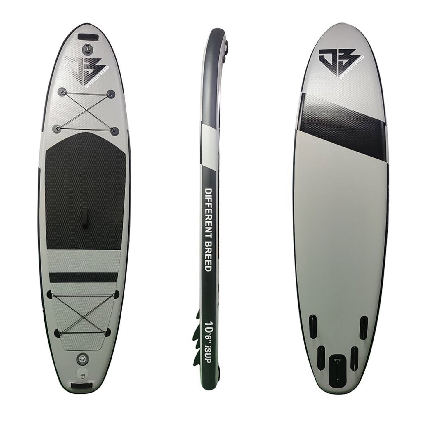 10'6 stand up paddleboard designed in Canada. Premium materials and a five fin stabilize system make Different Breed Paddleboards a one of a kind core brand. Join the balance domination on the Stealth All Time Paddleboard for all around performance. Great for flat water, rough or surf. You will benefit from it's rigidness.